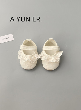 春秋季女宝宝软底学步鞋0-1岁婴儿鞋婴幼儿蕾丝花边公主鞋步前鞋
