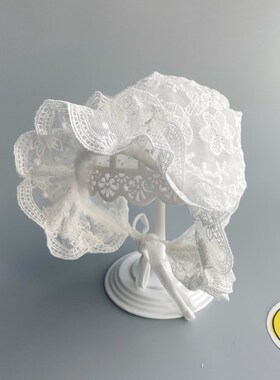 韩版春夏薄纯棉婴儿帽子女宝宝公主帽蕾丝花边宫廷帽婴幼儿遮阳帽