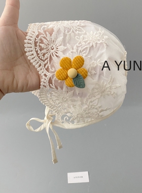 婴儿帽子春秋蕾丝花边公主外出婴幼儿遮阳帽女宝宝宫廷帽夏季薄款