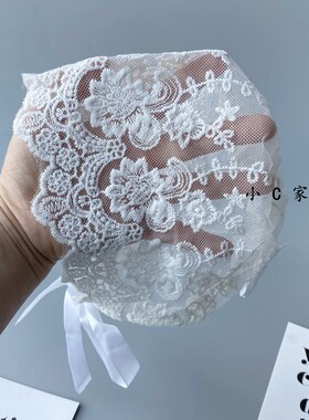 婴儿帽子0-3-6个月春夏季薄款蕾丝女宝宝公主新生儿遮阳宫廷胎帽1
