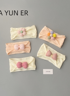 宝宝帽子韩版洋气护囟门帽甜美蝴蝶结发带婴幼儿百天满月可爱发饰