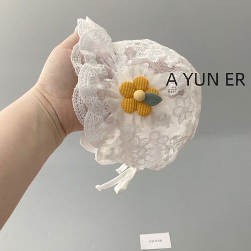 婴儿帽子春夏透气蕾丝花边公主帽