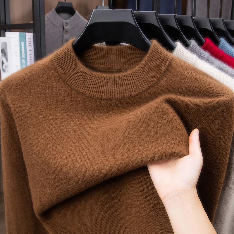 高端正品羊毛衫半高领男装加厚冬