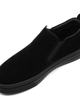 2024春秋新款翻毛皮素面翻毛皮男鞋时尚潮流百搭休闲鞋真皮一脚蹬