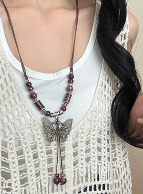 波西米亚民族风蝴蝶项链女锁骨链