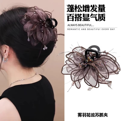 网纱蓬松显发量蝴蝶结鲨鱼夹