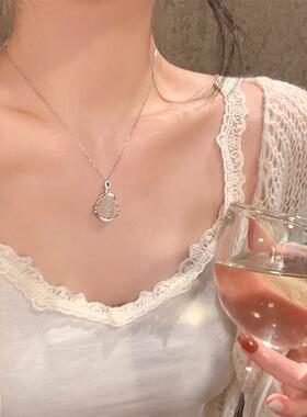 新中式冰透佛公吊坠项链女秋冬复古高级感轻奢精致气质毛衣链配饰