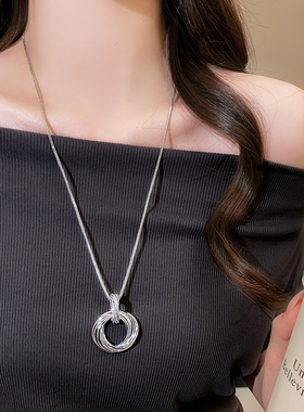 银色圆环项链女2025新款毛衣链