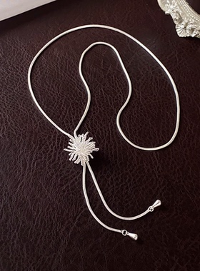 秋冬银色长款烟花抽拉项链女配饰