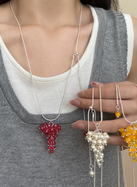 葡萄串珠吊坠项链女锁骨链配饰