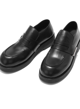 OAMRIA“高智圆头”复古增高乐福penny知识分子风德比皮鞋一脚蹬