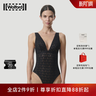 Wolford 连体衣79301 沃尔福特W网纹微透V领无袖