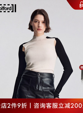 【当季新款】Wolford/沃尔福特Wool黑白拼接款长袖针织衫女53508