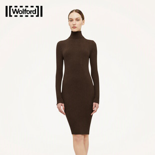 Wolford土耳其进口 美利奴羊毛慵懒温暖贴身罗纹高领连衣裙52770J