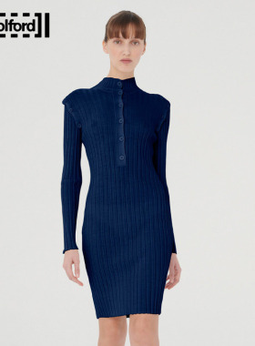 Wolford/沃尔福特美利奴羊毛时尚优雅气质罗纹半高领连衣裙53103