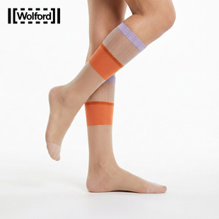 Wolford/沃尔福特2026年春夏新款拼接色小腿袜玻璃丝袜WF26FSC002