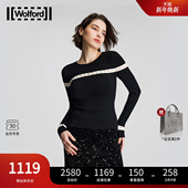 女打底衫 Wolford 53518 新款 高密高弹镂空针织衫 沃尔福特 当季