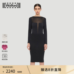 Wolford 沃尔福特Venus网纹拼接优雅半透深V连衣裙58299