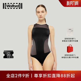 Wolford 连体衣78319 沃尔福特Sheer半透性感优雅圆领无袖