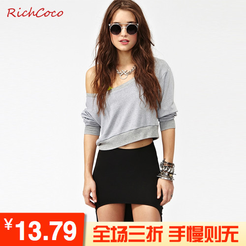 RICHCOCOÅ·ÃÀÐÔ¸Ðǰºó²»¶Ô³Æ°üÍÎÐÞÉí´¿É«²»¹æÔò°ëÉíȹD196