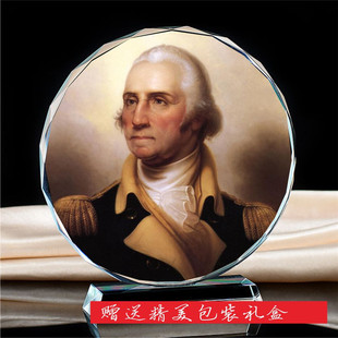 美国国父总统乔治·华盛顿 画像珍藏水晶模型摆件纪念品家居摆设