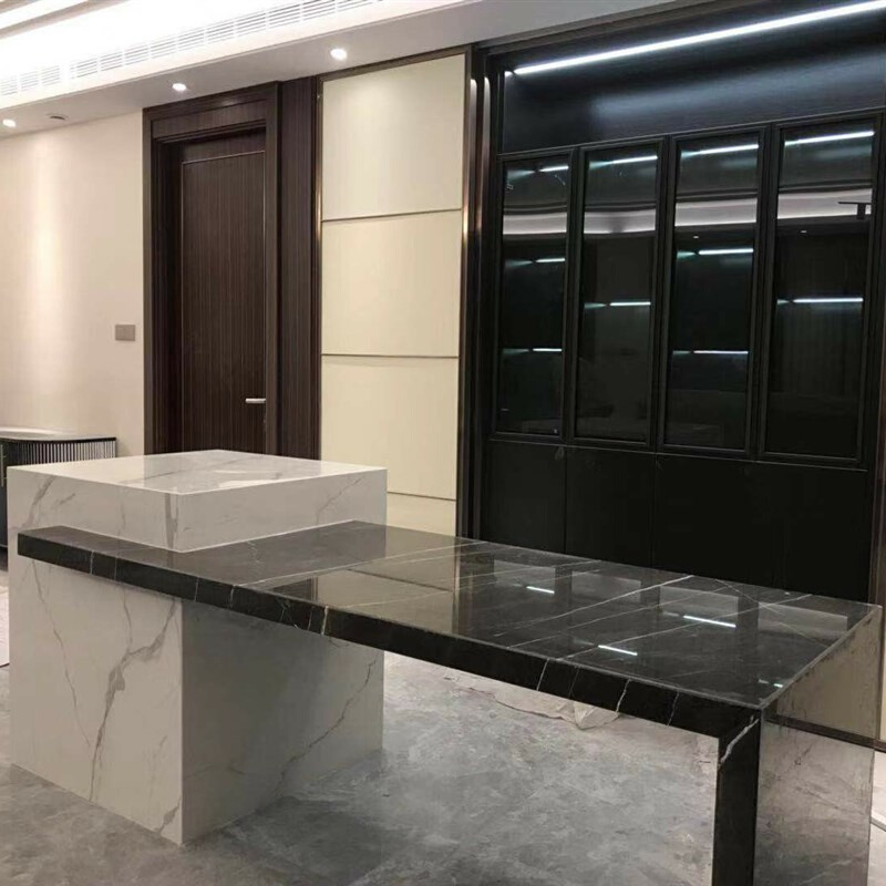 新品鱼肚白石英石岩板厨房台面窗台人造大理石台面定做中岛岩板品