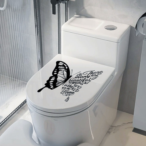 极简风装修厕所马桶盖贴画卫生间坐便器防水贴纸家用洗手间蝴蝶贴