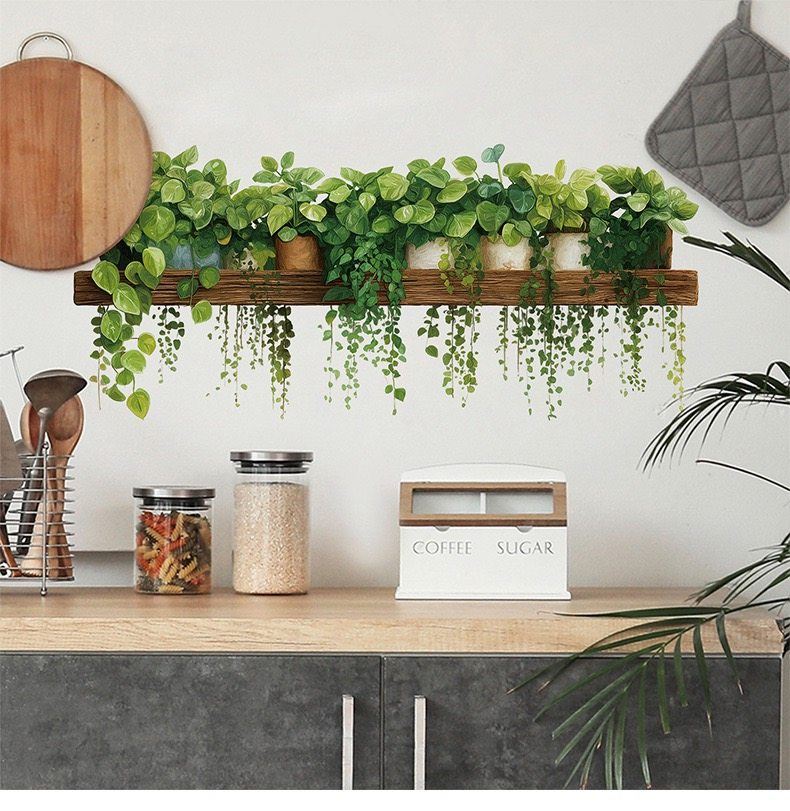 绿色系绿植家居墙面房间客厅壁纸墙贴画北欧装饰补洞污垢划痕遮瑕,家居饰品,软装墙贴,淘宝优惠券,粉丝福利购,淘宝优惠卷