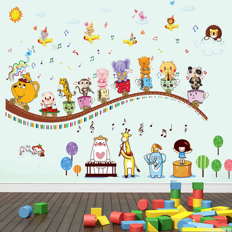 幼儿园音乐教室布置墙贴纸墙面装饰儿童房宝宝卧室墙贴画音符乐队