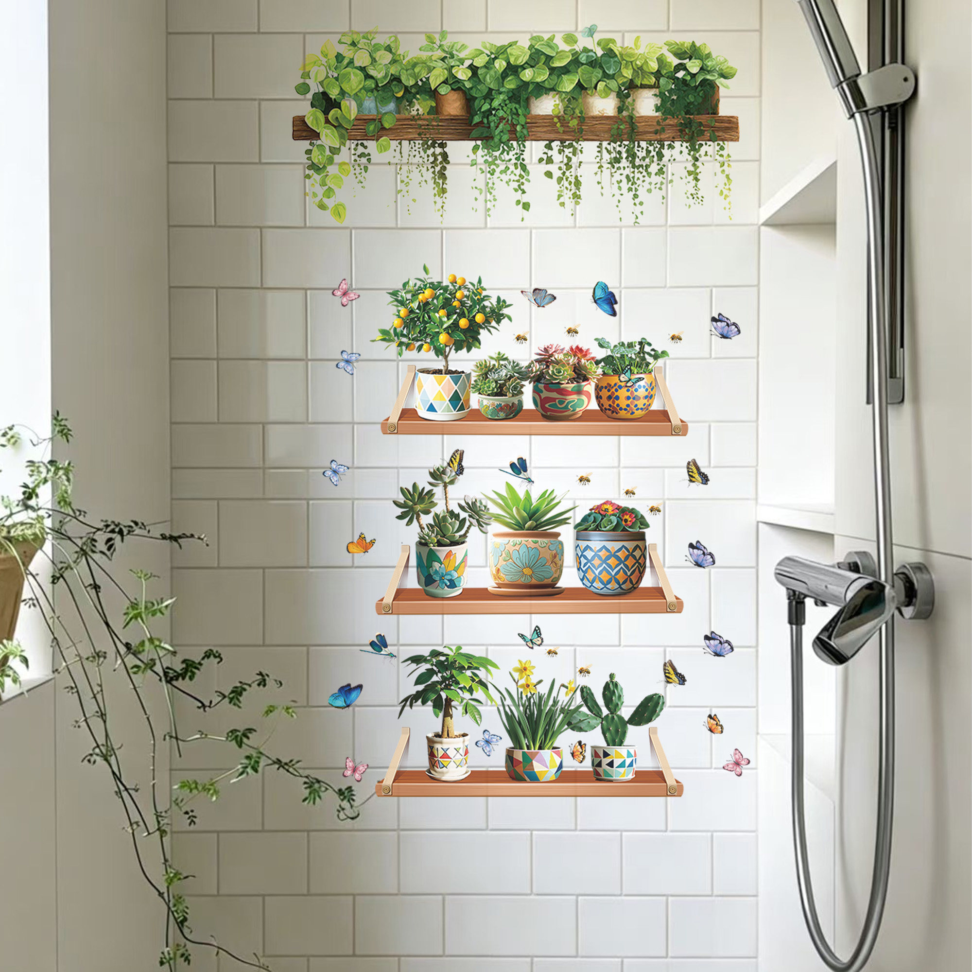 3D立体图案浴室瓷砖遮丑卫生间补洞墙贴纸装饰防水厕所可移除贴画