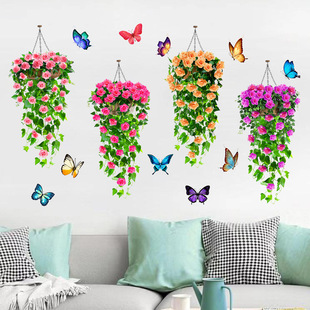 3d立体玫瑰花藤遮丑墙贴纸仿真花朵温馨装饰补洞污垢划痕贴画