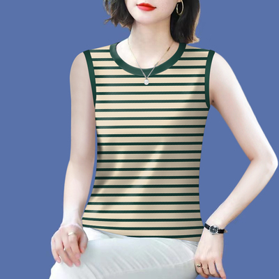 大码条纹吊带背心女内搭外穿2025夏季胖mm显瘦叠穿无袖打底上衣女
