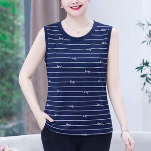 条纹背心女夏宽松显瘦无袖上衣韩版百搭内搭外穿时尚潮打底衫