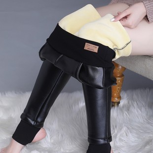 皮裤女秋冬季打底裤外穿显瘦2024年新款高腰加绒加厚pu紧身小脚裤
