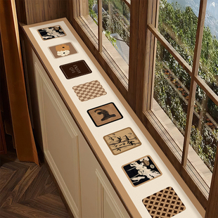 中古风长条形窗台垫卧室阳台沿边飘窗保护垫复古防潮防晒防滑垫子