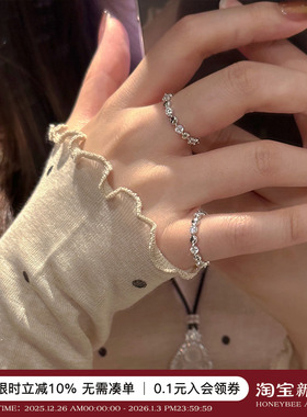 蜜蜂妈手作纯银泡泡钻戒指叠戴