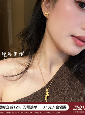 金币流苏小马吊坠项链女毛衣链