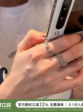 蜜蜂妈双色音符露珠镂空戒指女