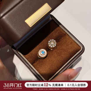 蜜蜂妈手作绿松石星芒双面耳钉女复古高级感精致个性日常耳饰秋冬