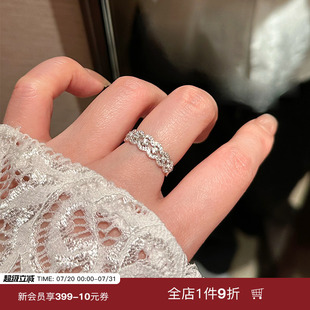 纯银日系蕾丝花边镶钻戒指女轻奢高级感气质指环 蜜蜂妈手作