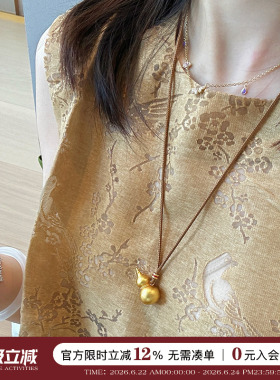 王嘉尔同款绳子款金色葫芦项链