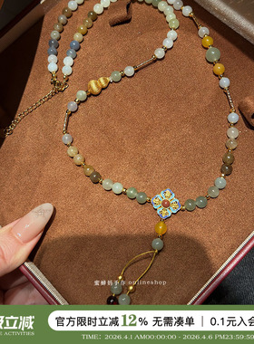 新中式渐变和田玉项链女葫芦串珠