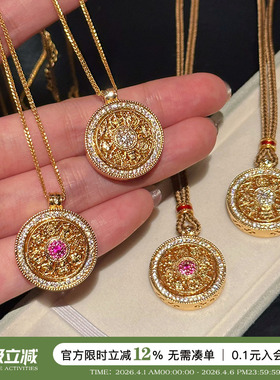 蜜蜂妈手作可转动八宝罗盘项链女