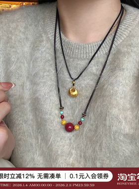 天然原矿红朱砂吊坠项链女转运