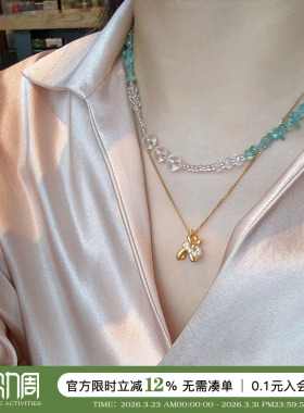 蜜蜂妈碎银帕拉伊巴色蓝磷灰项链