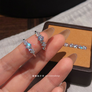 蜜蜂妈手作 柏林情书通体纯银50分钻戒女高级感爆闪百搭气质戒指