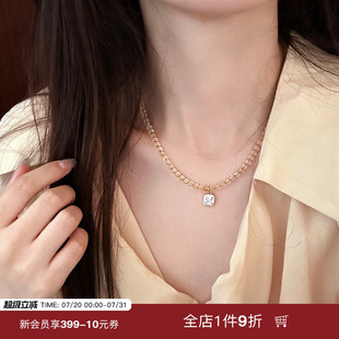 方糖黄水晶项链女小众设计轻奢高级感精致吊坠锁骨链 蜜蜂妈手作
