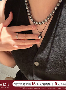 倪妮同款大溪地色黑珍珠项链女