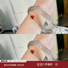 蜜蜂妈天然高冰白月光荔枝冻玛瑙手镯玉髓轻奢高级感镯子生日礼物