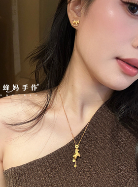 金币流苏小马吊坠项链女精致颈链